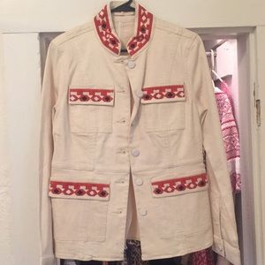 Tory Burch Embroidered Military Jacket